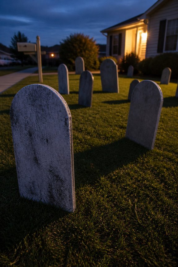 lightweight scattered floor tombstones