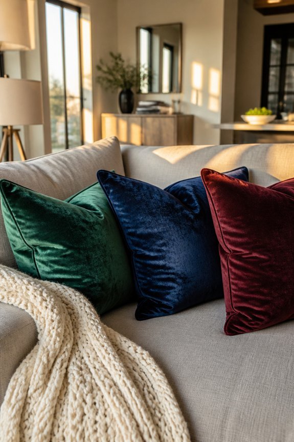 luxurious jewel tone pillow styling