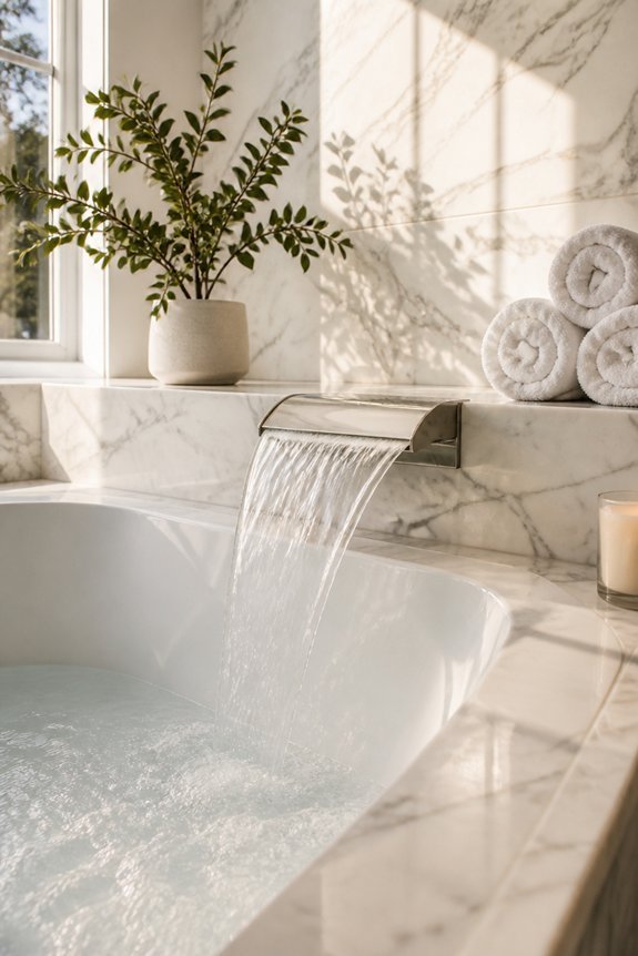 luxurious marble waterfall spouts