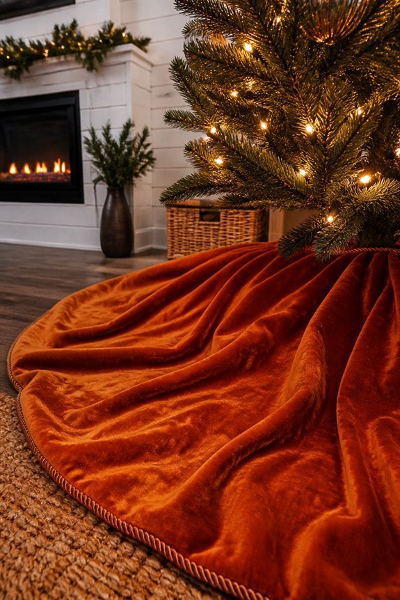 luxurious orange velvet tree skirts