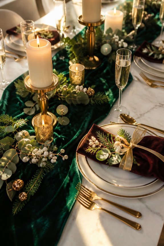 luxurious velvet table linens