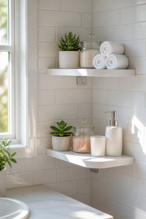 maximizing corner bathroom storage