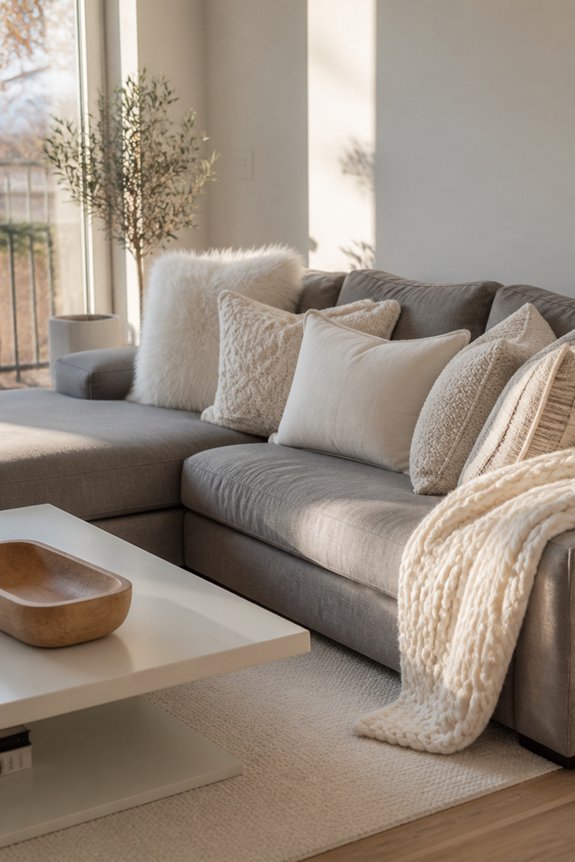 minimalist holiday couch styling