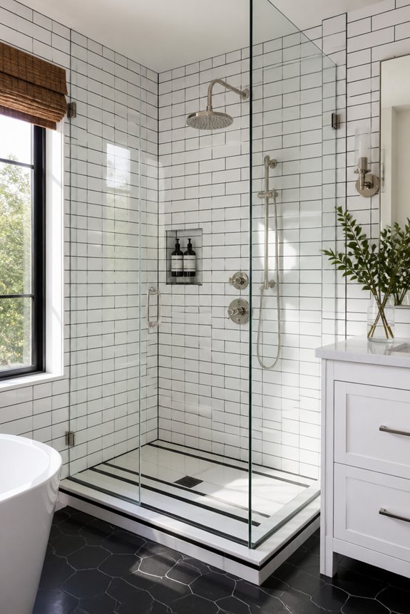 modern frameless tile showers