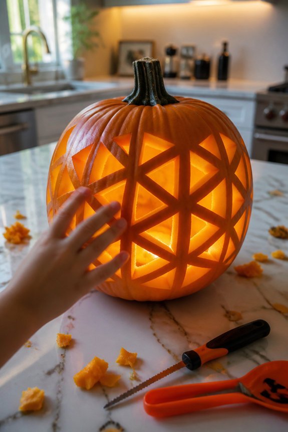 modern geometric pumpkin carving