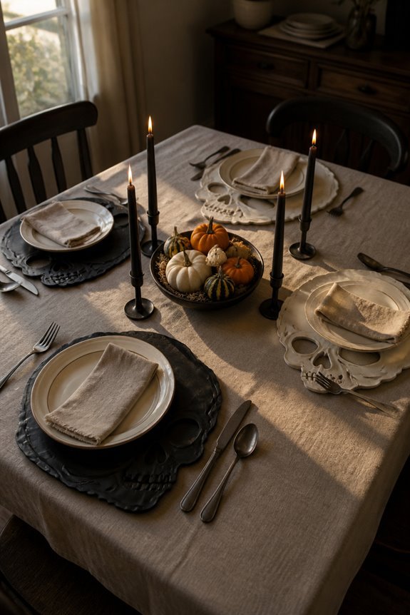 monochromatic skull charger plates