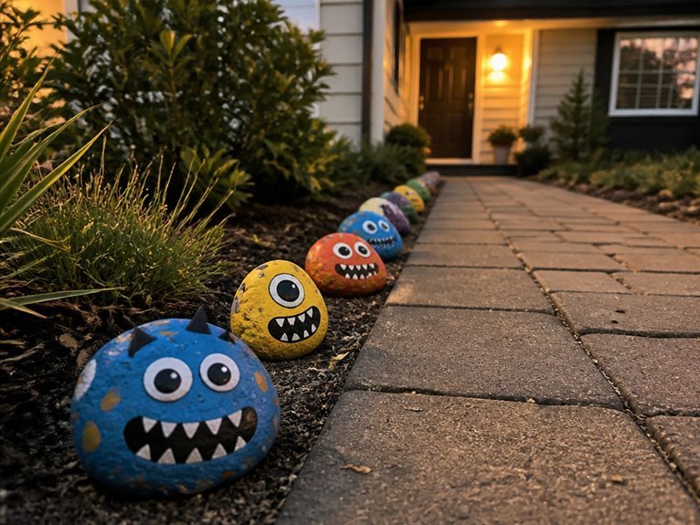 monster themed painted rocks