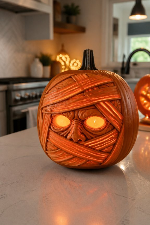 mummy face carved design