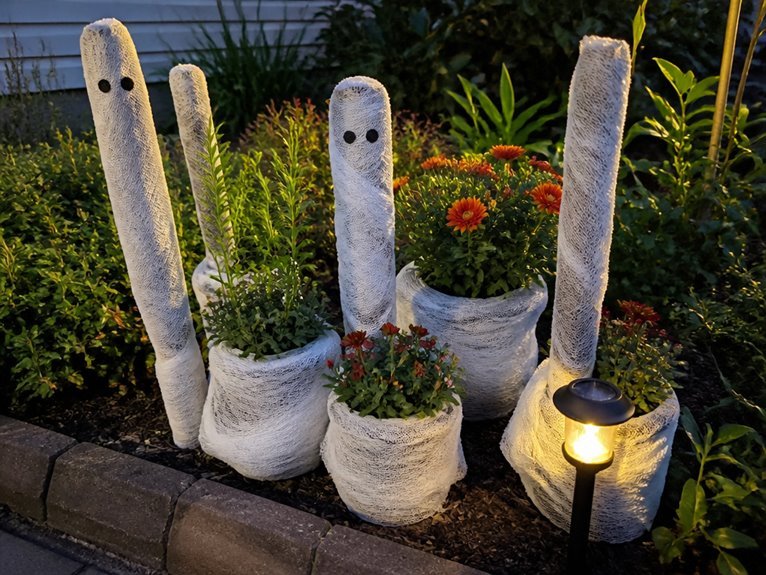 mummy themed garden decorations