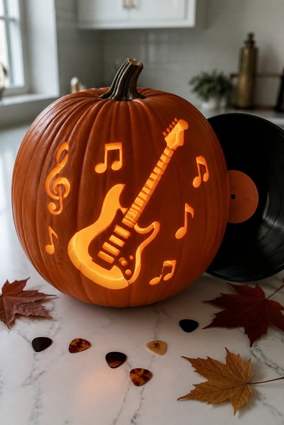musical themed pumpkin carvings
