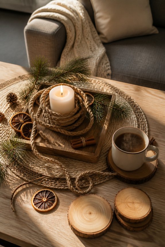 natural textured table display
