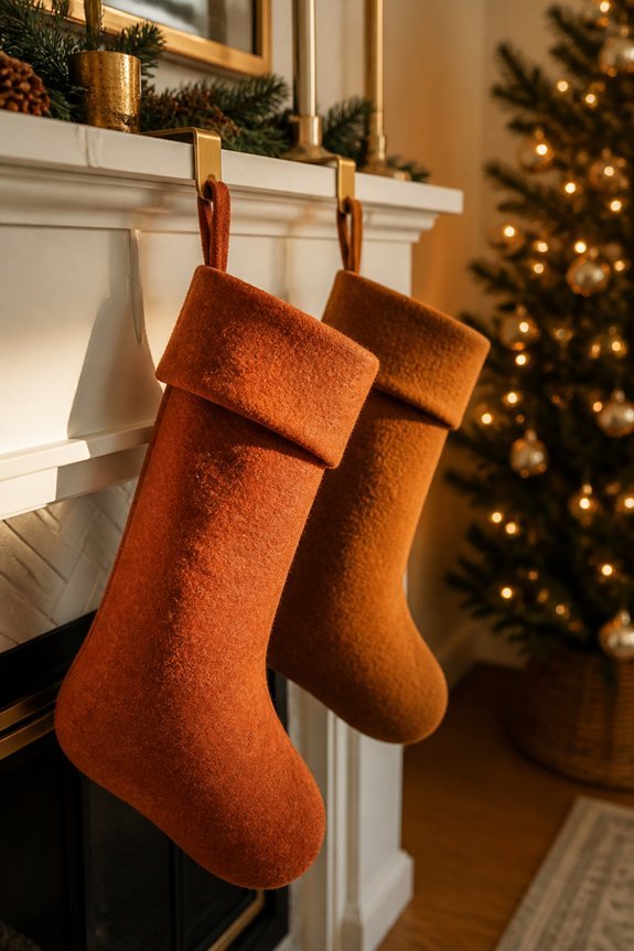 orange felt stockings and holders