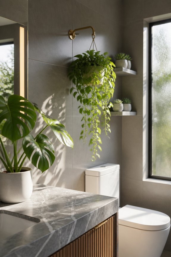 organic contrast in bathrooms