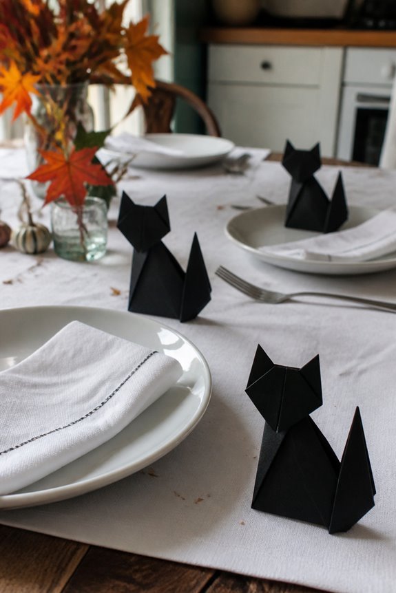 origami black place cards