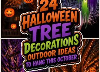 outdoor halloween tree decor