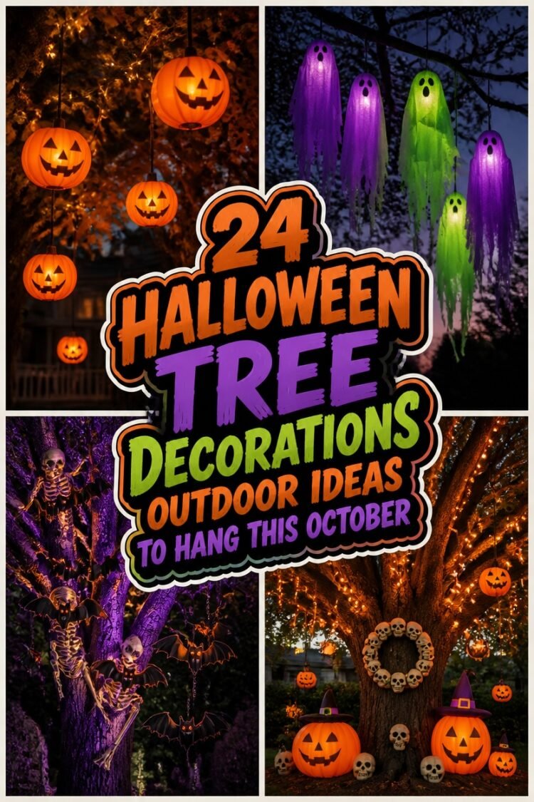 outdoor halloween tree decor
