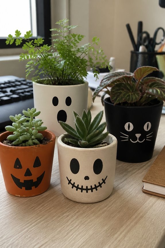 painted face plant pots