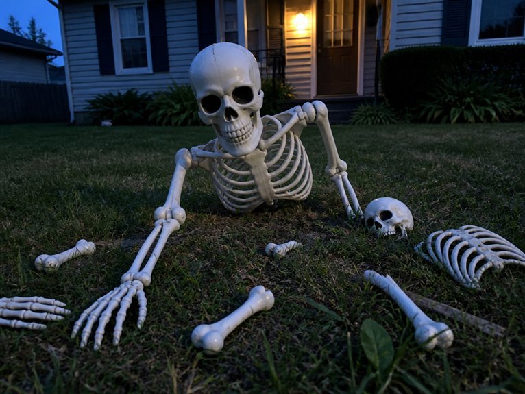 painted skeleton yard decor