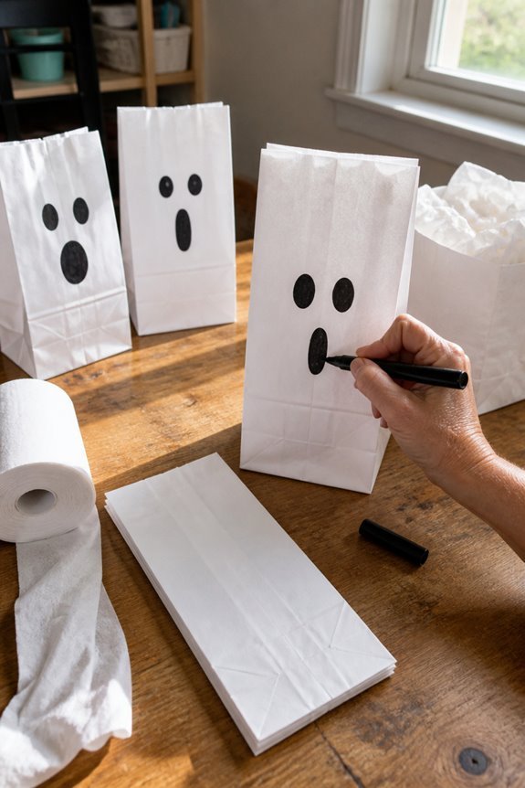 paper bag ghost decorations