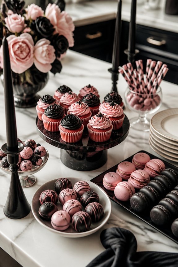 pink and black contrast