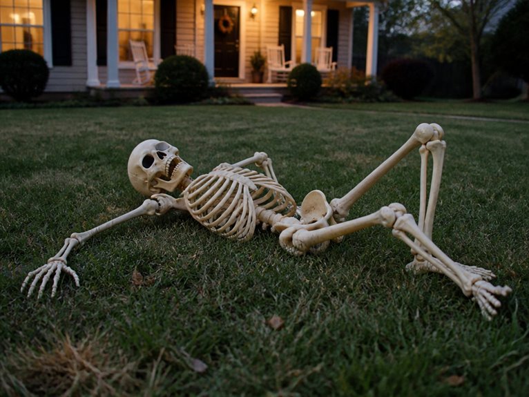 prone skeleton lawn display