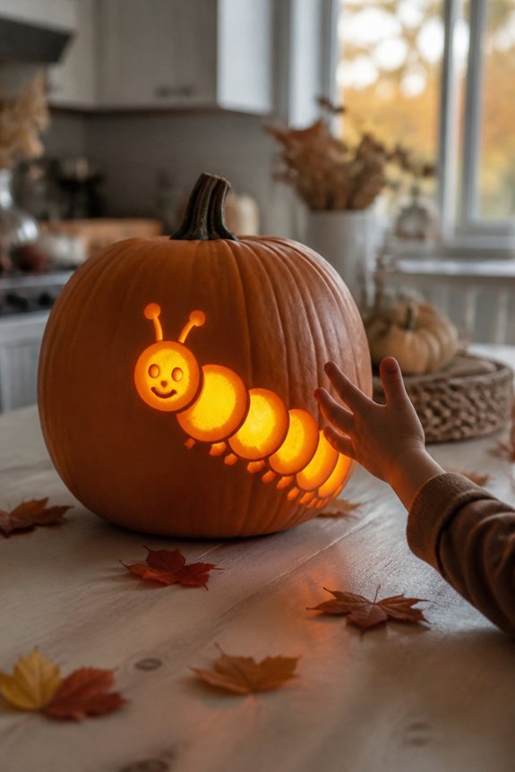 pumpkin caterpillar carving project