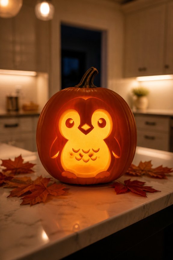 pumpkin penguin carving design
