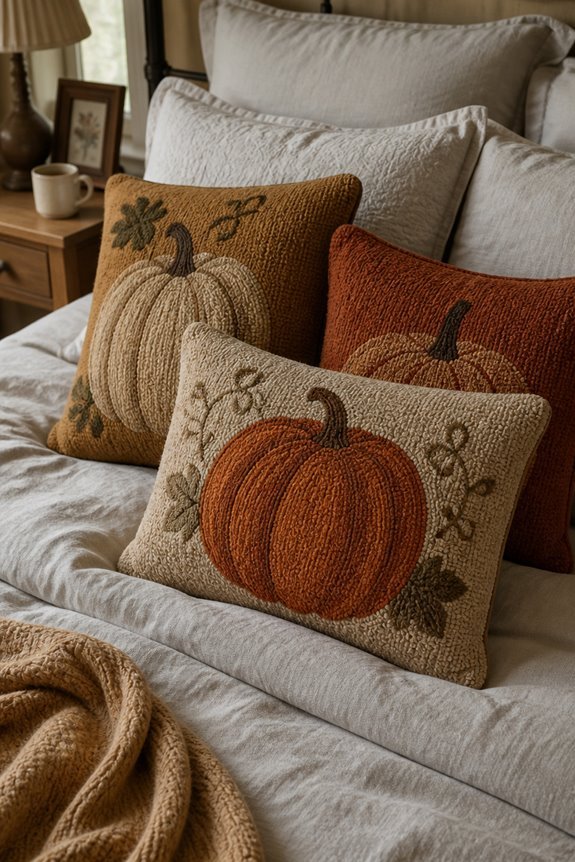 pumpkin pillows enhance bedrooms
