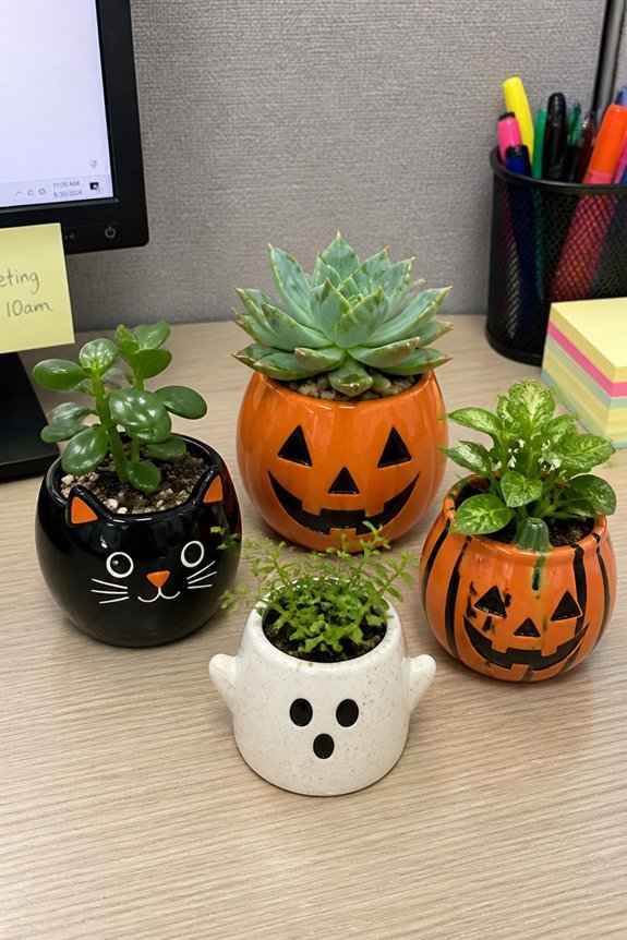 pumpkin pot desk plants