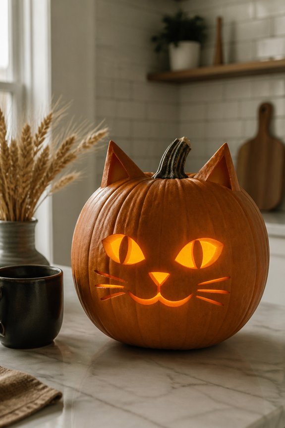 simple cat pumpkin carving