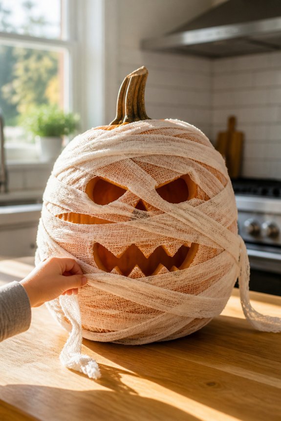 simple mummy pumpkin design