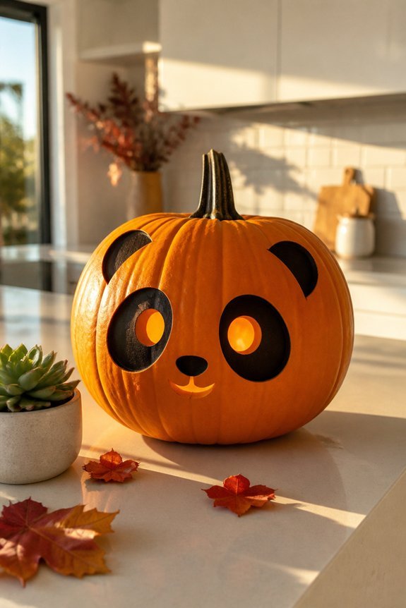 simple panda pumpkin carving