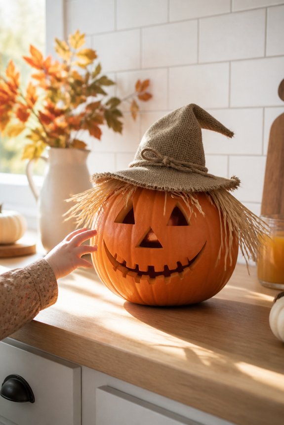 simple scarecrow pumpkin design