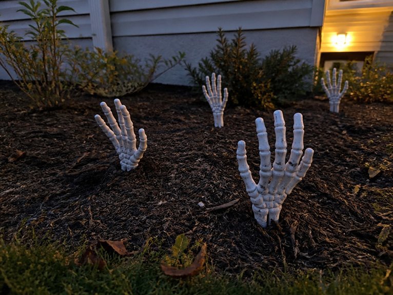 skeletal hands in soil