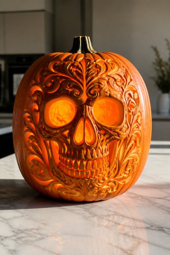 skeletal pumpkin carving designs