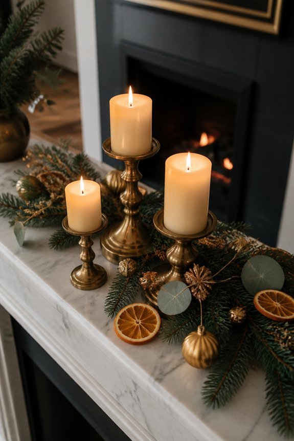 sophisticated candle mantel arrangements
