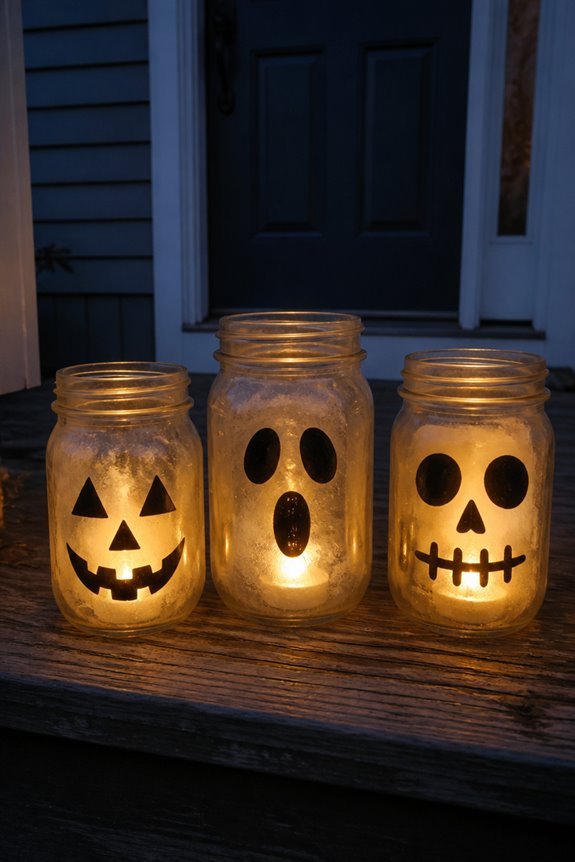 spooky face jar lights