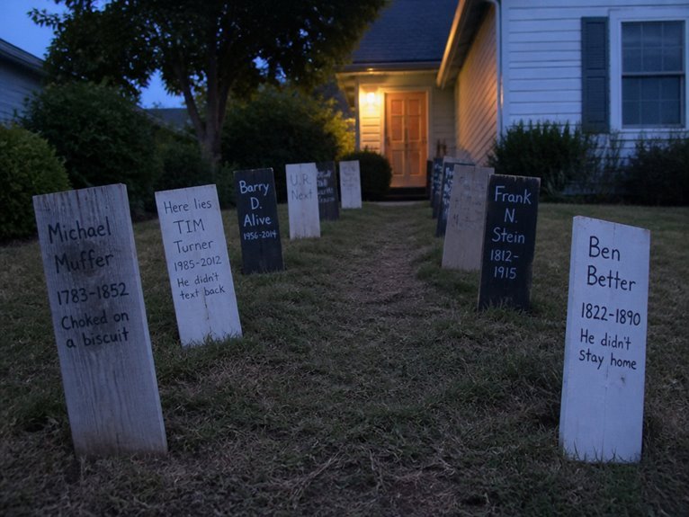 spooky pathway tombstone decorations