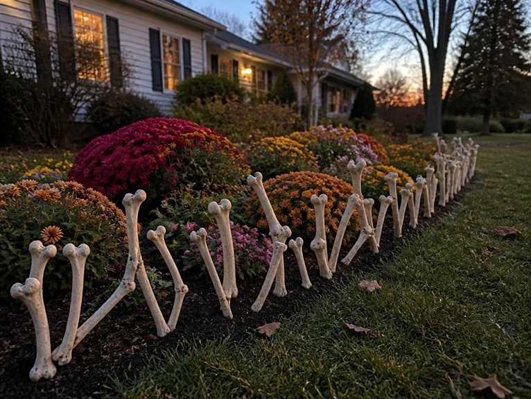 spooky skeletal garden borders