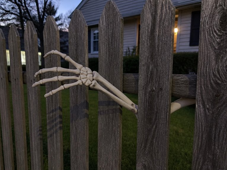 startling outdoor skeleton display