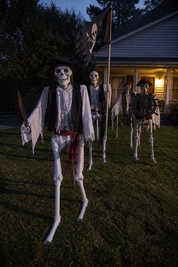 strategically placed skeletal figures