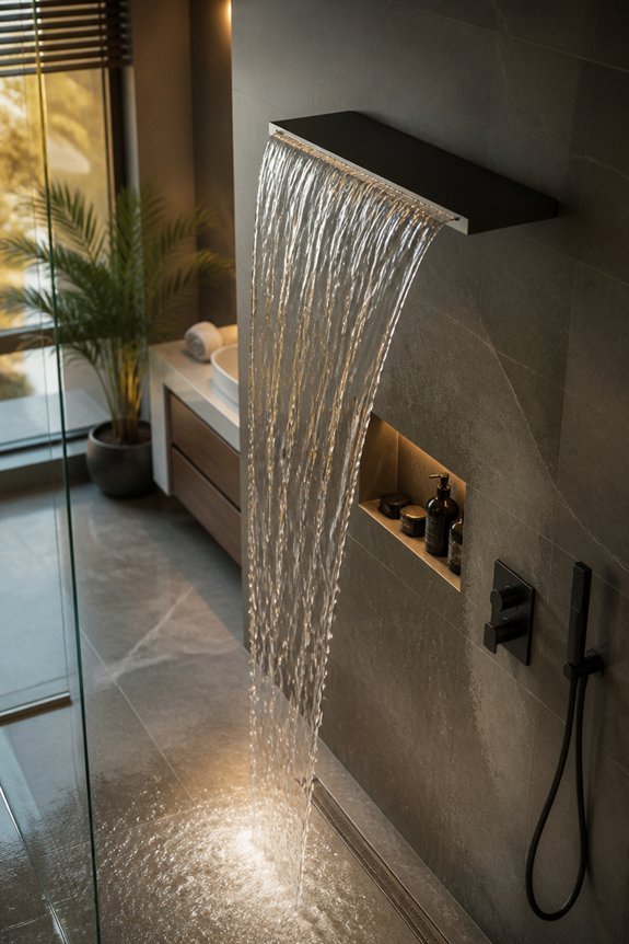 stylish waterfall showerheads available