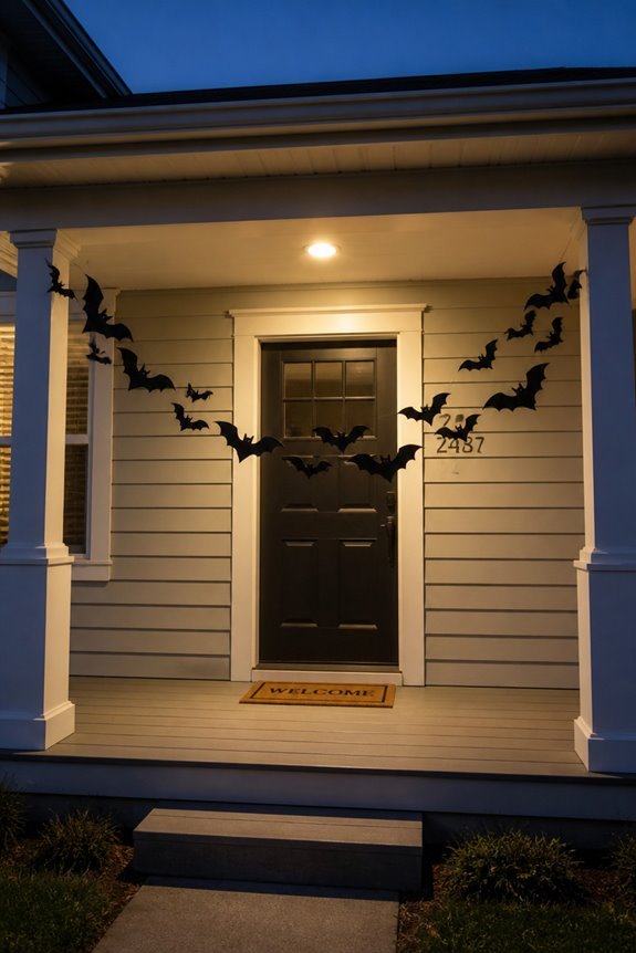 suspended black paper bats