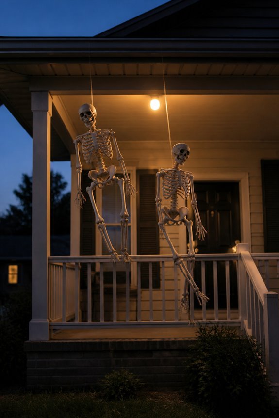 swaying skeleton decoration installation