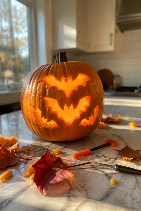 symmetrical bat wing carvings