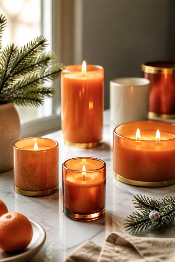 tangerine candles enhance ambiance