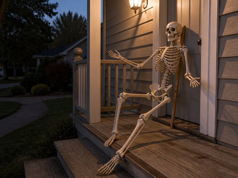 terrifying skeleton porch display