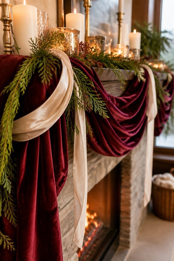 textured festive mantel decor