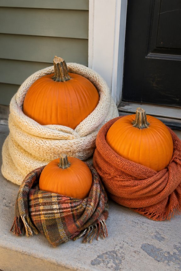 textured seasonal fabric pumpkins
