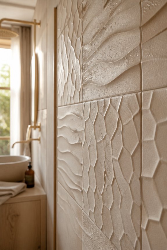 textured tiles enhance depth